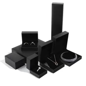 Pure Black Textured Paper Jewelry Box Wholesale | Sharp Edge 003 Series