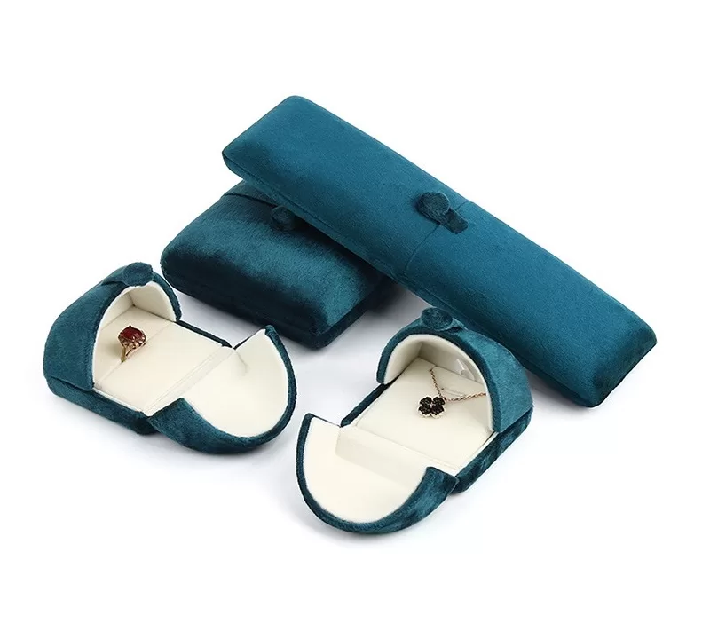 engagement ring box for couple, blue velvet jewelry box, blue velvet necklace box, jewelry case retail