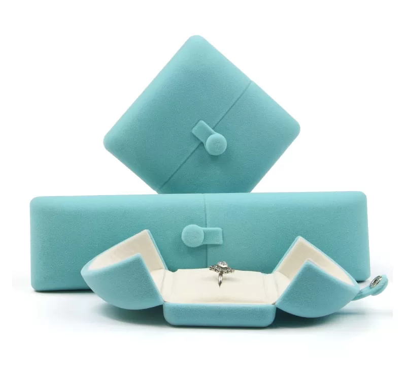 engagement ring box for couple, blue velvet jewelry box, blue velvet necklace box, jewelry case retail