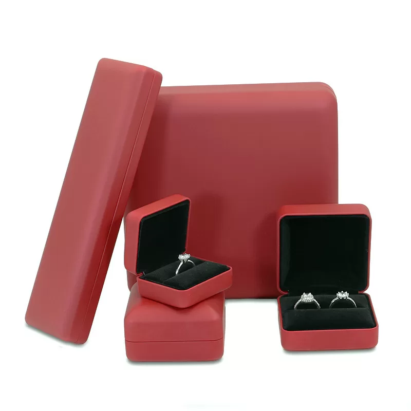 Large luxury jewelry set box red leather finish for wedding