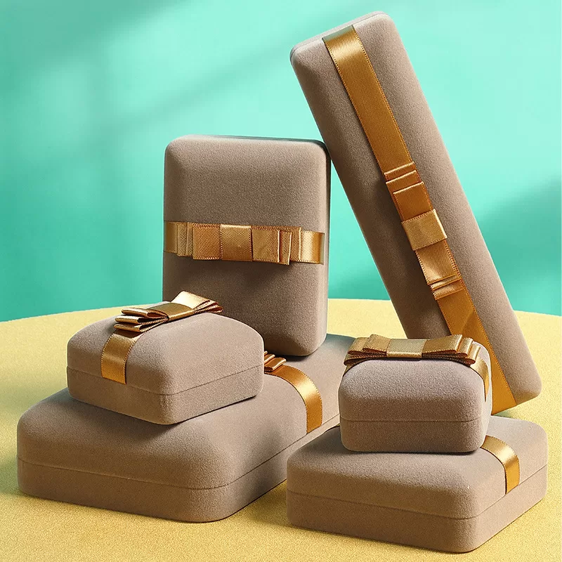 Velvet jewelry box with bow,box ring size,valentine gift box,plain trinket box