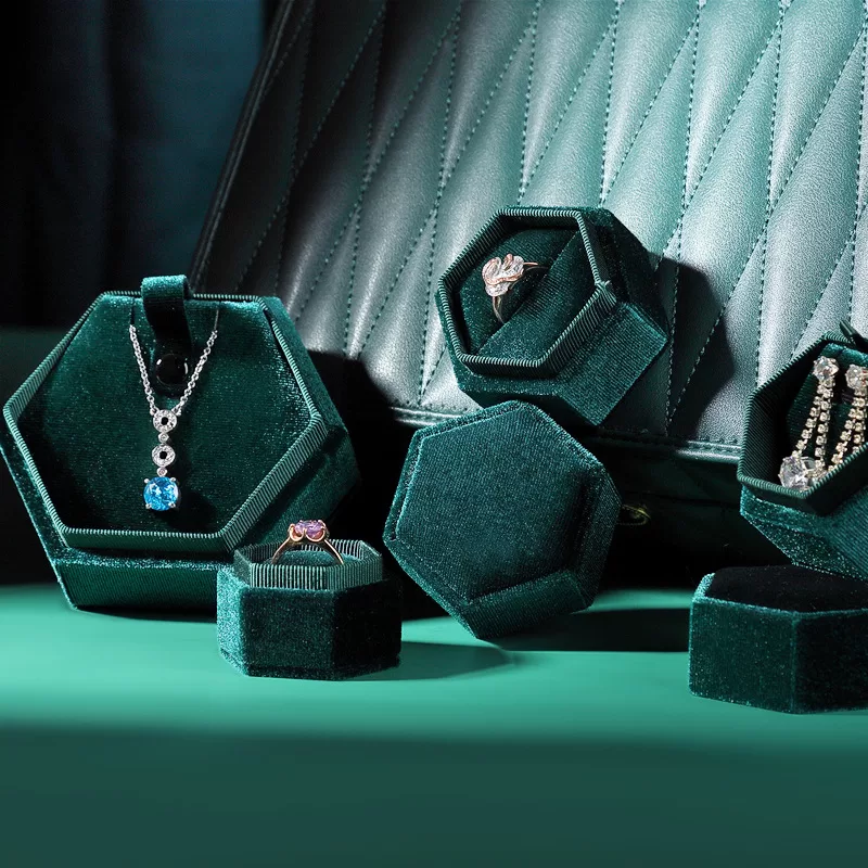 Emerald green hexagon jewelry packaging wholesale