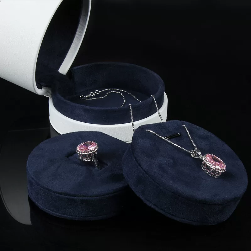 round leather jewelry box,round trinket box with lid,mini round jewellery case,super jewel case