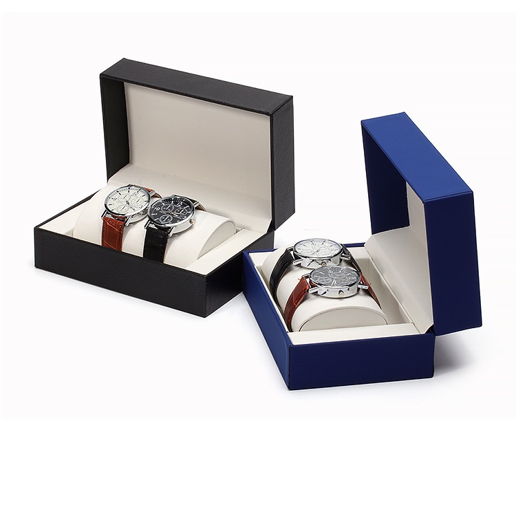 Close up of right angle corner design on black leather watch box