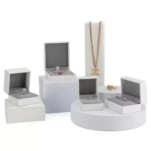 Pure White Textured Paper Jewelry Box Wholesale | Sharp Edge 003-C Series