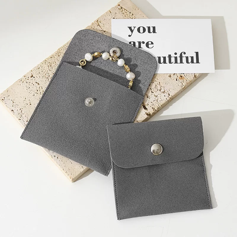 Small square microfiber jewelry pouch for rings