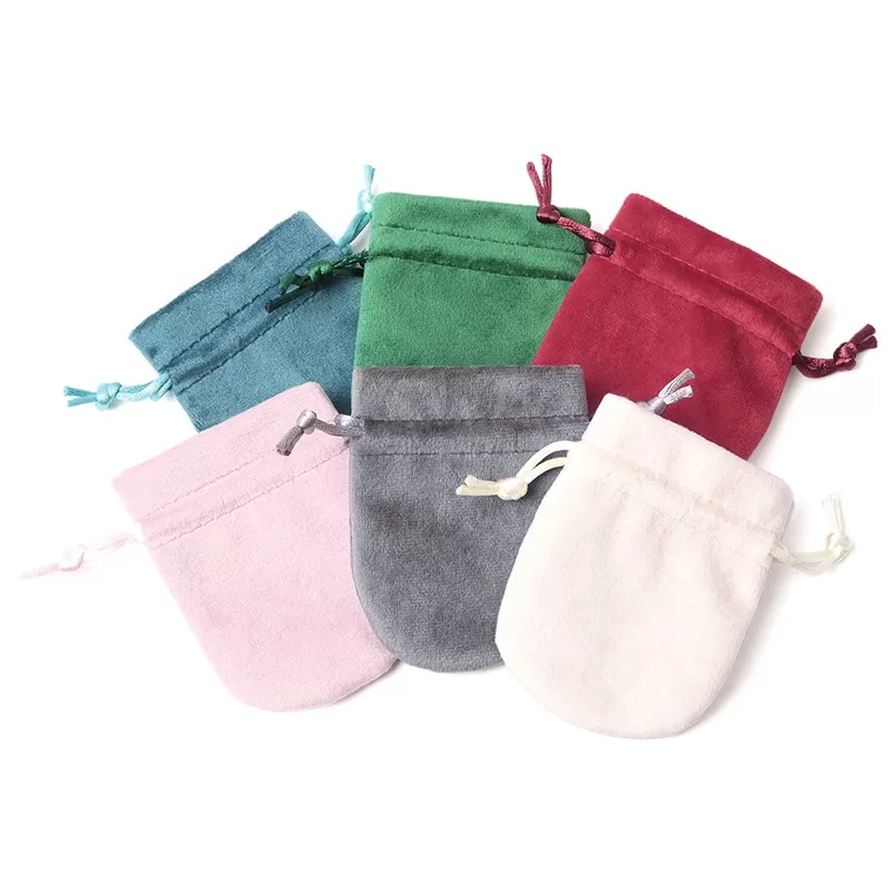 Durable braided drawstring closure on velvet jewelry packaging