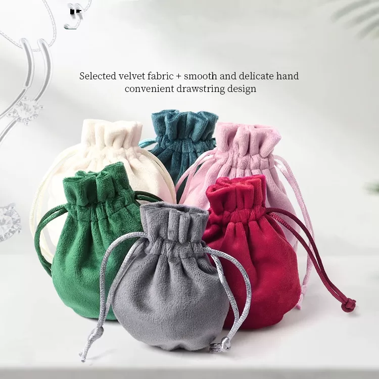 Small medium and large round bottom velvet pouches dimensions