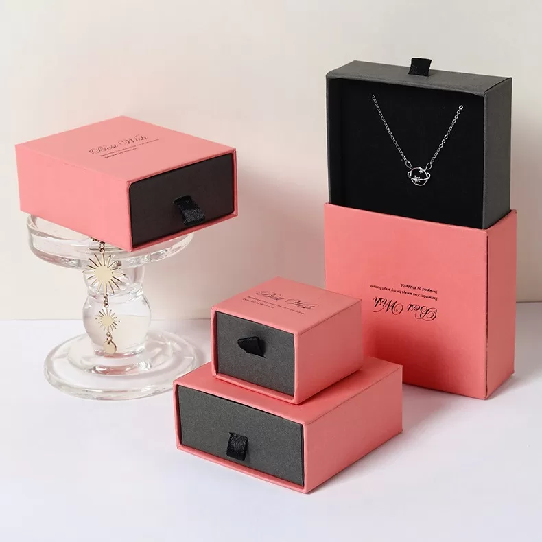 Close up of textured paper on rigid cardboard jewelry drawer