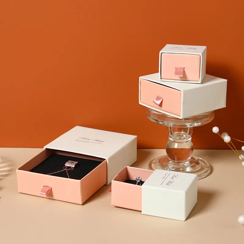 Eco-friendly rigid paper slide box alternative to plastic jewelry packaging