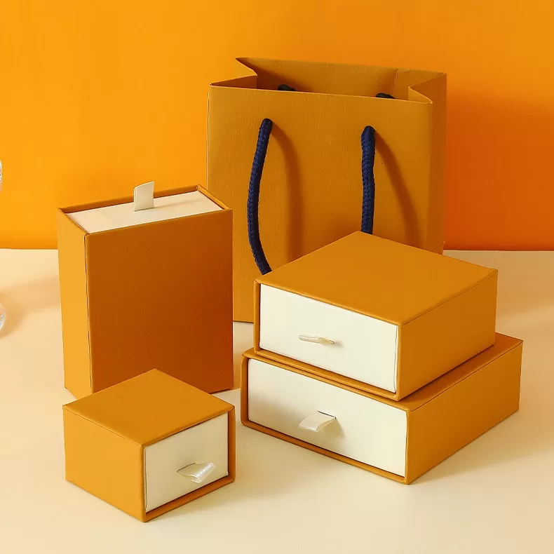 Elegant ring displayed in a slide-out cardboard gift box