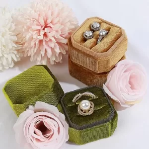 Vintage Chamfered Corduroy Jewelry Box Wholesale (Emerald Cut Series 066-A)