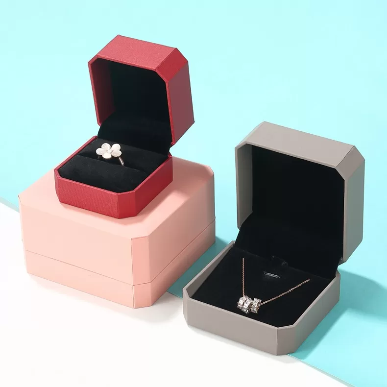 Large octagon bangle display box plastic core paper covered no border