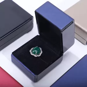 Modern Brushed PU Jewelry Box Wholesale | Mirror Black Sides (Non-LED)