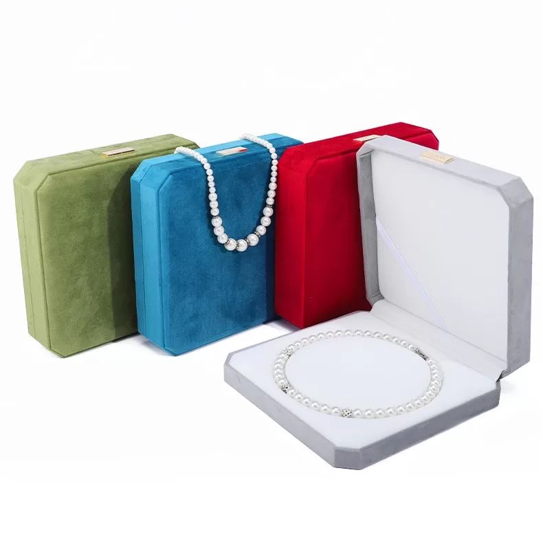 velvet pearl necklace box,green velvet ring box, jewelry ring storage case