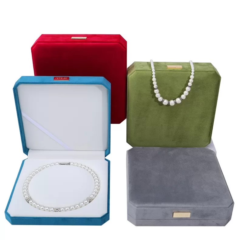 velvet pearl necklace box,green velvet ring box, jewelry ring storage case