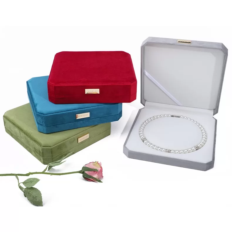 velvet pearl necklace box,green velvet ring box, jewelry ring storage case