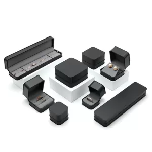 All-Black PU Leather Jewelry Box Wholesale | Glossy Black Frame Series