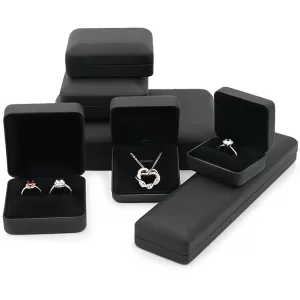 Classic Black Leather Jewelry Box with Metal Core (Wholesale Series 029-C)