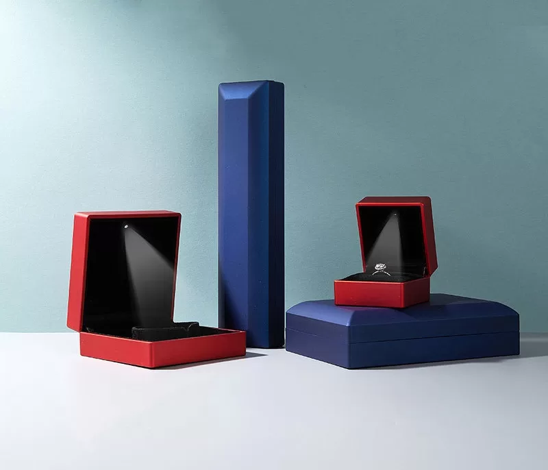 Close up of soft-touch rubber paint texture on jewelry box exterior.