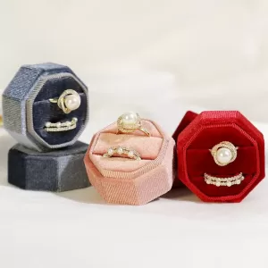 Vintage Octagonal Corduroy Jewelry Box Wholesale (Series 066-B)
