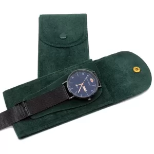 Emerald Green Grainy Velvet Watch Pouch with Hard Insert (Wholesale)