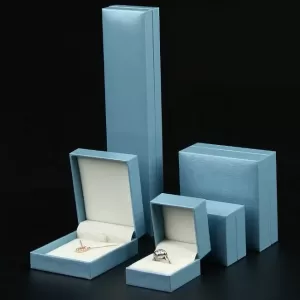 Sharp Edge Blue Paper Jewelry Box Wholesale | Right-Angle 003-E Series