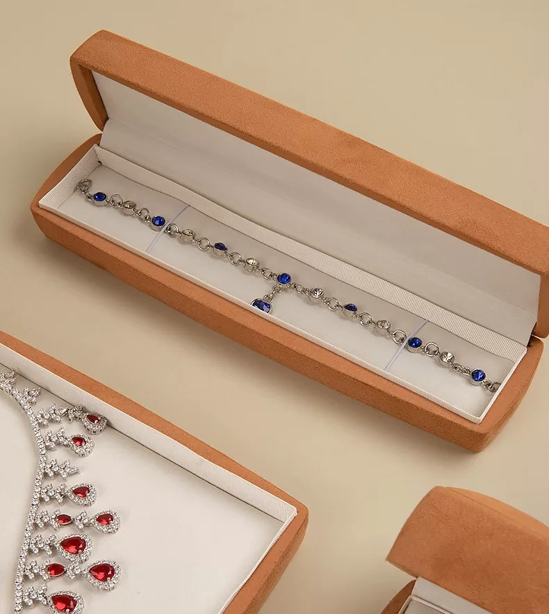 Full velvet wrapped jewelry set box for wedding gifts