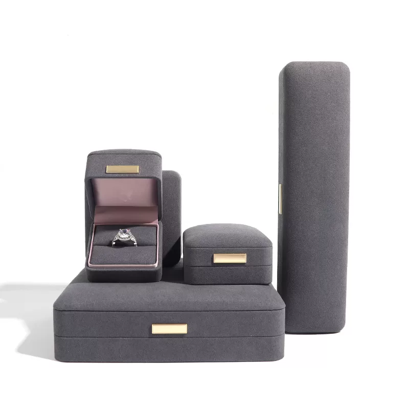 luxury microfiber ring box,microfiber velvet jewel box,blue velvet fiber box,fiber box for jewellery