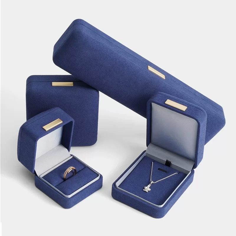 luxury microfiber ring box,microfiber velvet jewel box,blue velvet fiber box,fiber box for jewellery