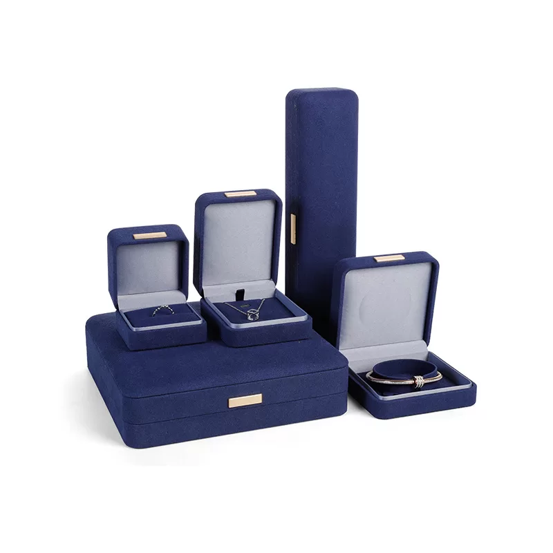 luxury microfiber ring box,microfiber velvet jewel box,blue velvet fiber box,fiber box for jewellery