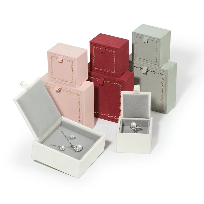 Rigid plastic core jewelry box lined with high-grade soft plush velvet