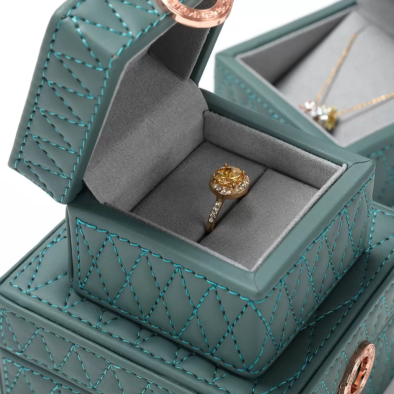 Hand-Stitched Leather Jewelry Box,Sewn Leather Jewelry Case,Decorative Stitched Jewelry Box,Stitched Leather Jewelry Box