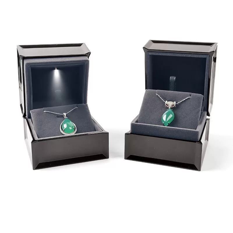 Blue high gloss LED pendant box open view