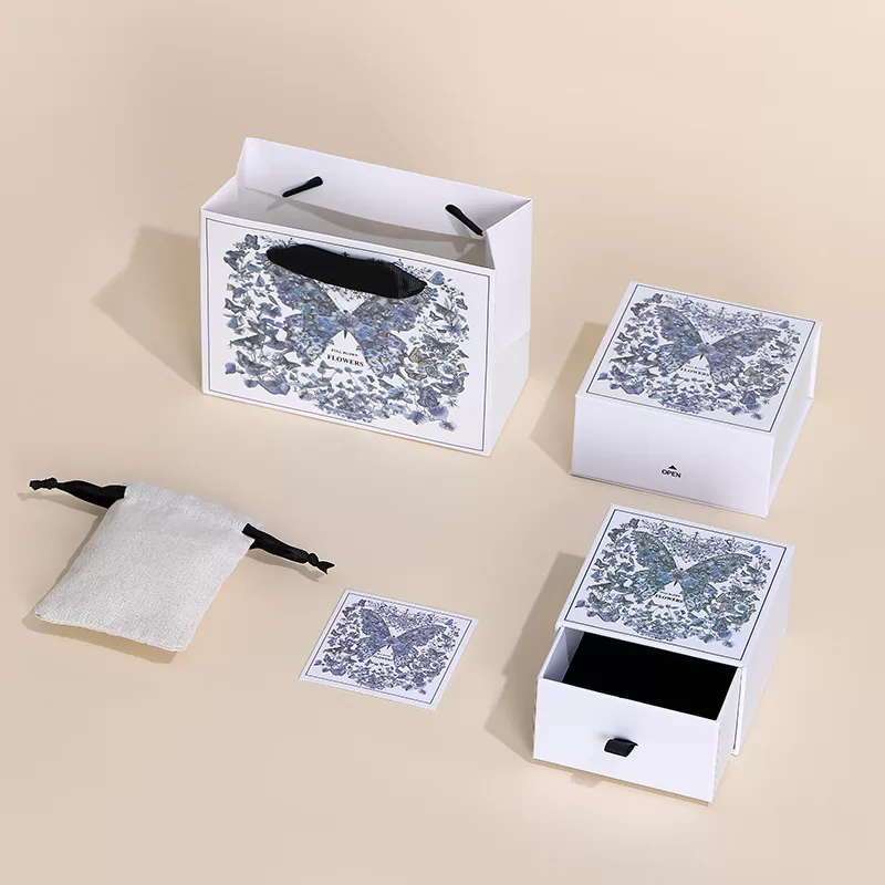 Printed cardboard box set with floral designs,Eco-friendly patterned paperboard box, vintage-style printed jewelry storage boxes set,Handmade decorative cardboard jewelry box