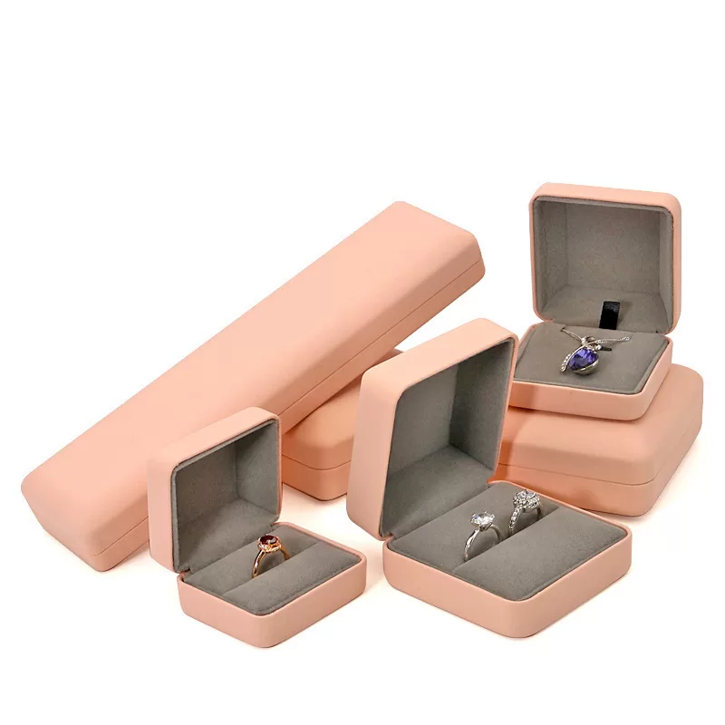 Wholesale pink PU leather pendant box for rose gold jewelry