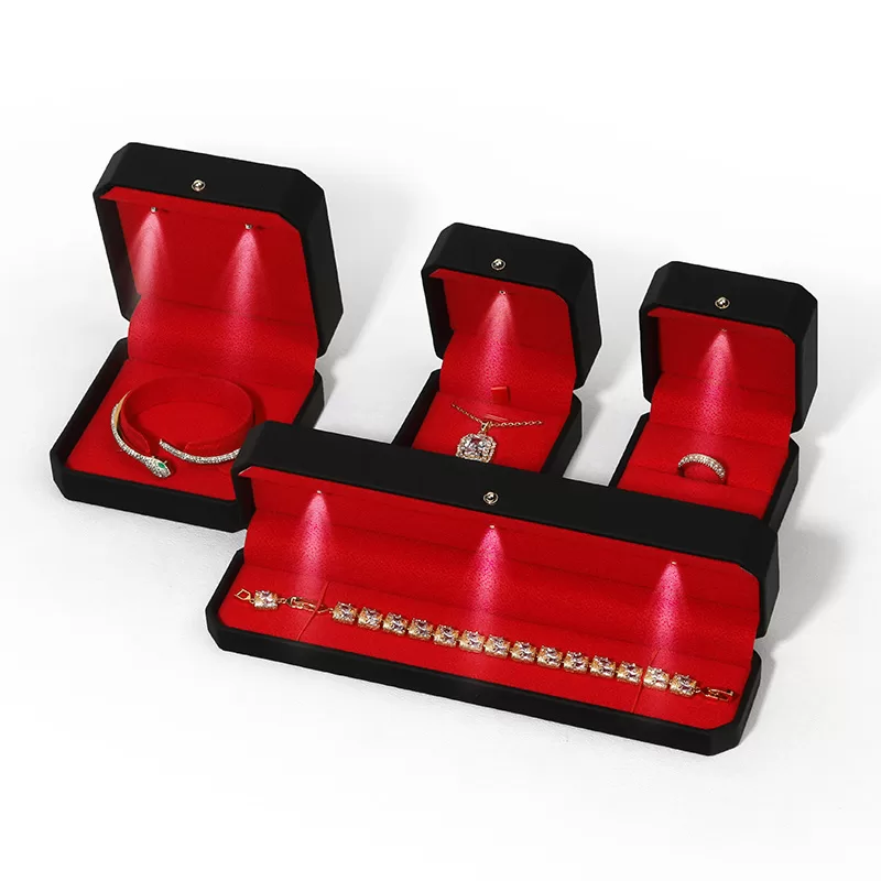 light box for jewelry,octagonaljewelry box with LED,engagement ring box with light,led ring box