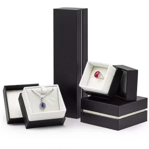 Textured Paper Jewelry Box Wholesale | Rigid Shoulder Style Series (049-B)