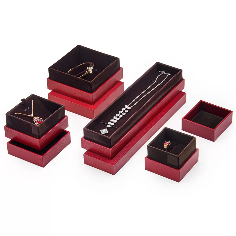 Faux leather textured paper pendant box wholesale