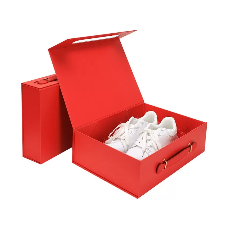 luxury paper foldable box with handle,box with magnetic closure and handle,small handheld gift box for jewelry