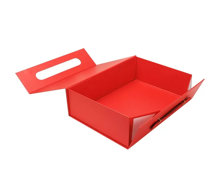 luxury paper foldable box with handle,box with magnetic closure and handle,small handheld gift box for jewelry