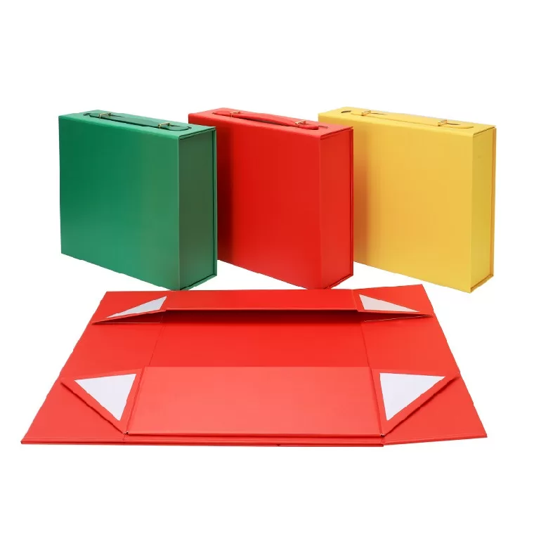 luxury paper foldable box with handle,box with magnetic closure and handle,small handheld gift box for jewelry