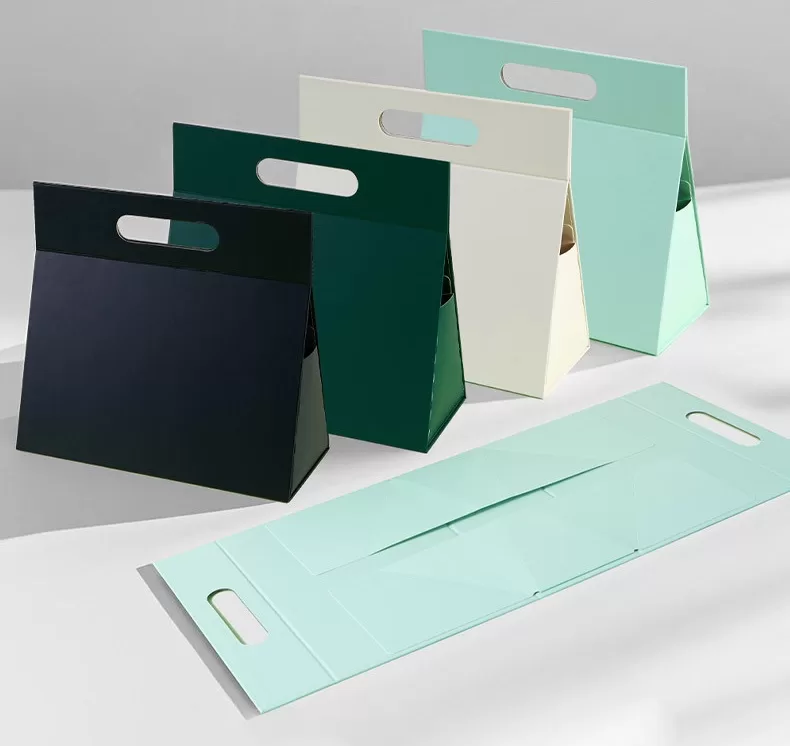 Foldable triangular cardboard box,Flat pack triangular paper box,Triangular shaped folding gift box