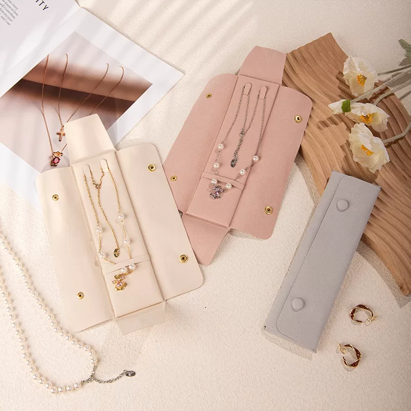 Microfiber jewelry travel case,Microsuede earring organizer,Microfiber necklace organizer case,Soft microfiber jewelry pouch