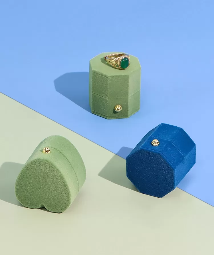 Hexagon ring box velvet