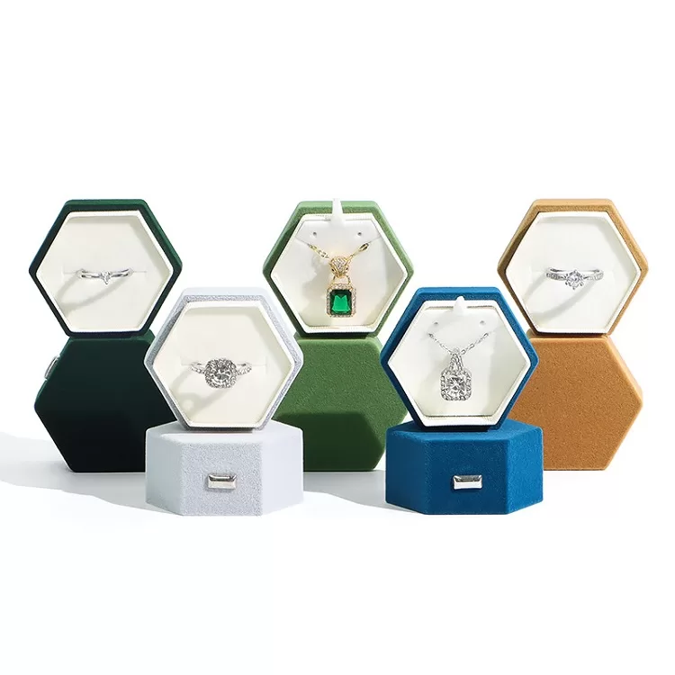 Gold velvet ring bearer box for wedding ceremony