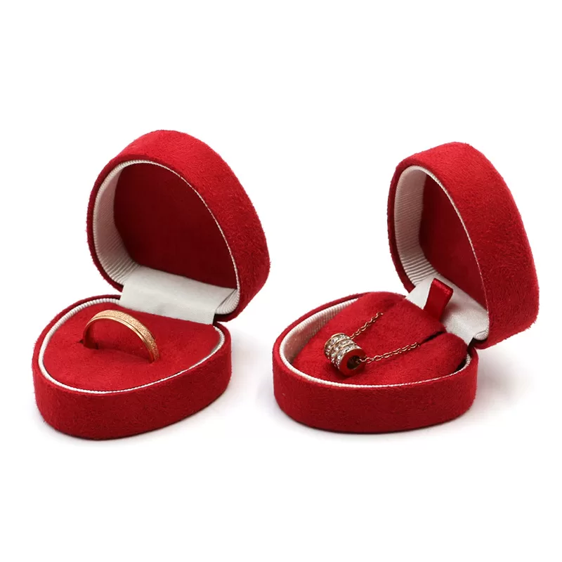 Wholesale suede heart jewelry boxes in various colors