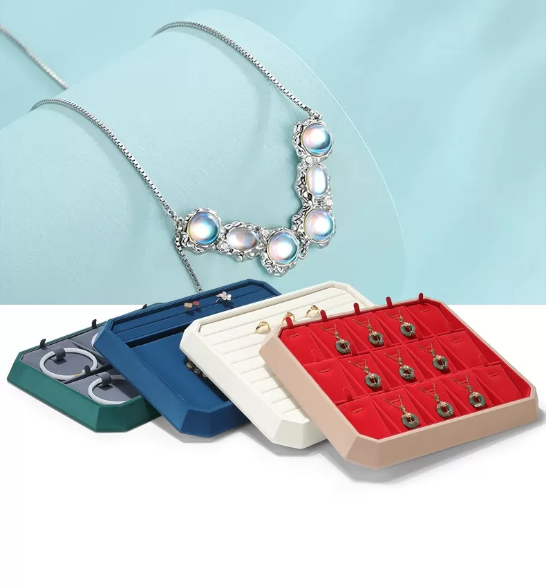 PU Leather Earring and Necklace Display Tray,PU Leather Display Tray for Trade Shows,Customizable PU Leather Jewelry Tray Wholesale,OEM Faux Leather Jewelry Display Tray Supplier