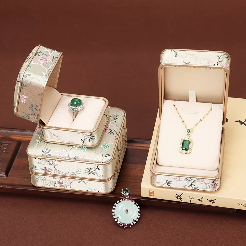 white silk embroidered bangle case