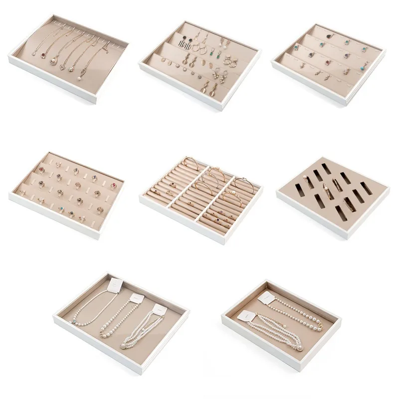 Wholesale Champagne Brushed PU Leather Jewelry Display Trays.